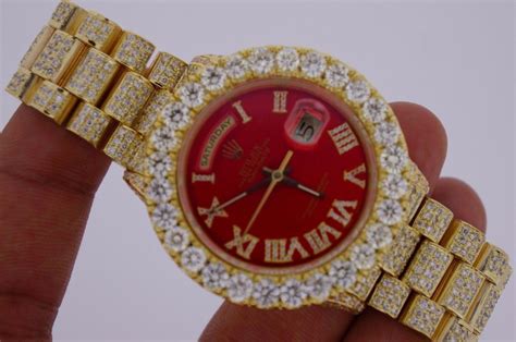 iced out bezel red face rolex replica